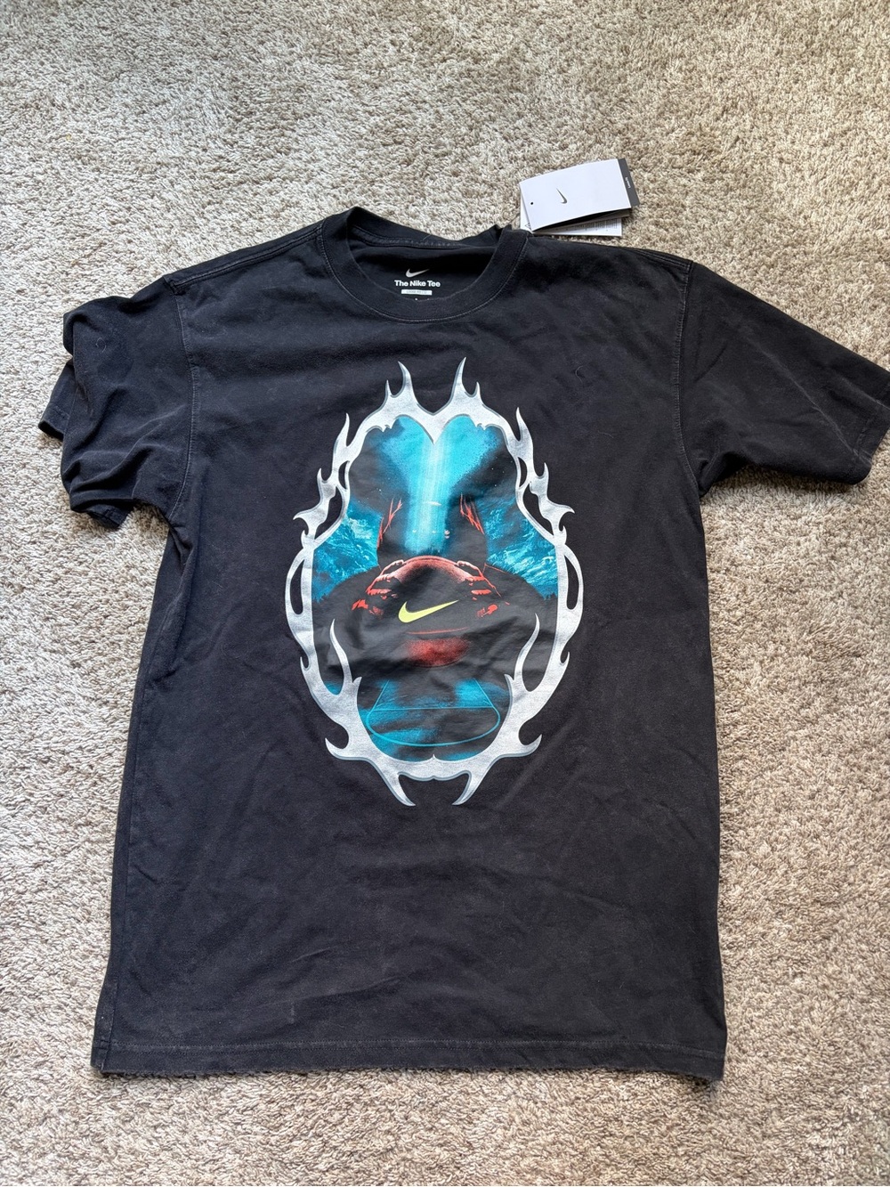 New with Tags Nike Black Graphic Basketball Tee with Blue & Red Accent Men’s S